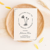 Eenvoudig Zwart, wit Handgetekende bloem vrijgezel Kaart