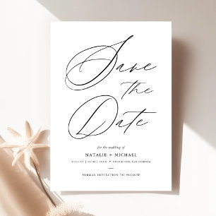 Eenvoudig zwart-wit handschrift met briefing save the date