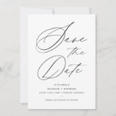 Eenvoudig zwart-wit handschrift met briefing save the date (Voorkant)
