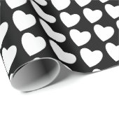 Eenvoudig zwart-wit hart-patroon voor meisjes cadeaupapier (Rol Hoek)