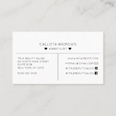 Eenvoudig  zwart wit harten typografie haar visitekaartje (Achterkant)