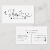 Eenvoudig  zwart wit harten typografie haar visitekaartje (Voorkant / Achterkant)