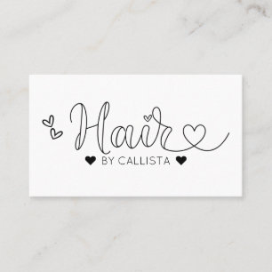 Eenvoudig  zwart wit harten typografie haar visitekaartje