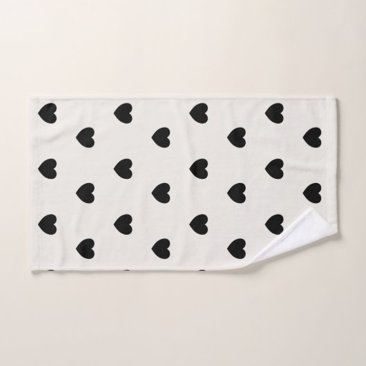 Eenvoudig zwart-wit hartpatroon bad handdoek (Handdoek)