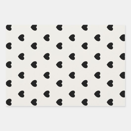 Eenvoudig zwart-wit hartpatroon inpakpapier vel (Voorkant)