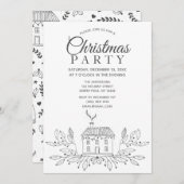 Eenvoudig zwart wit huis kerstfeest kaart (Voorkant / Achterkant)