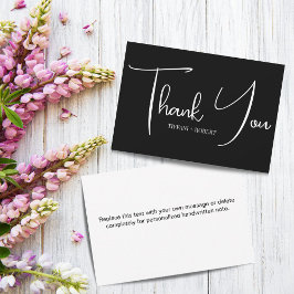 Eenvoudig zwart-wit huwelijk bedankkaart