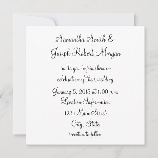 Eenvoudig zwart-wit huwelijk kaart (Voorkant)