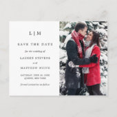 Eenvoudig zwart-wit huwelijk sparen de Datum Aankondigingskaart (Voorkant)