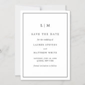 Eenvoudig zwart-wit huwelijk sparen de Datum Magnetische Uitnodiging (Voorkant)