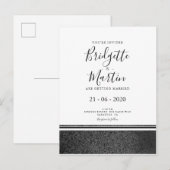 Eenvoudig zwart-wit huwelijk uitnodiging briefkaart (Voorkant / Achterkant)