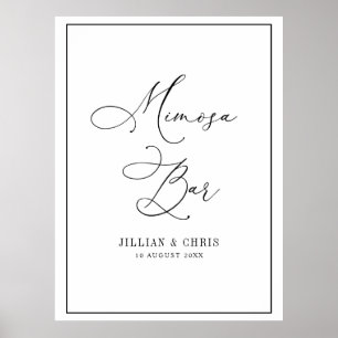 eenvoudig zwart-wit huwelijks mimosa bar bord poster
