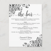 Eenvoudig Zwart & Wit Huwelijksbar Menu (Voorkant)