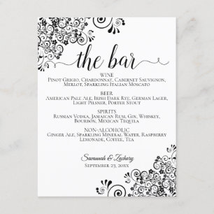 Eenvoudig Zwart & Wit Huwelijksbar Menu