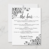 Eenvoudig Zwart & Wit Huwelijksbar Menu Tafelnumme (Achterkant)