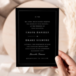 Eenvoudig zwart-wit huwelijksmonogram kaart