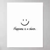 Eenvoudig zwart wit Inspirerend gelukscitaat Poster (Voorkant)