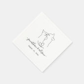 Eenvoudig zwart-wit kat modern huwelijk servet (Hoek)