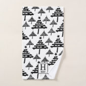 Eenvoudig zwart-wit kerstboommonogram bad handdoek (Handdoek)