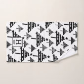 Eenvoudig zwart-wit kerstboommonogram bad handdoek (Handdoek)