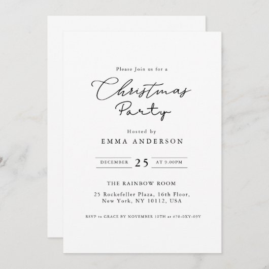 Eenvoudig zwart-wit kerstfeest kaart (Voorkant / Achterkant)