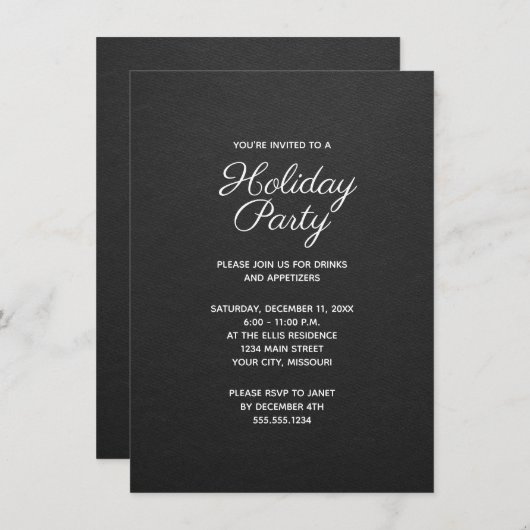 Eenvoudig zwart-wit kerstfeest kaart (Voorkant / Achterkant)