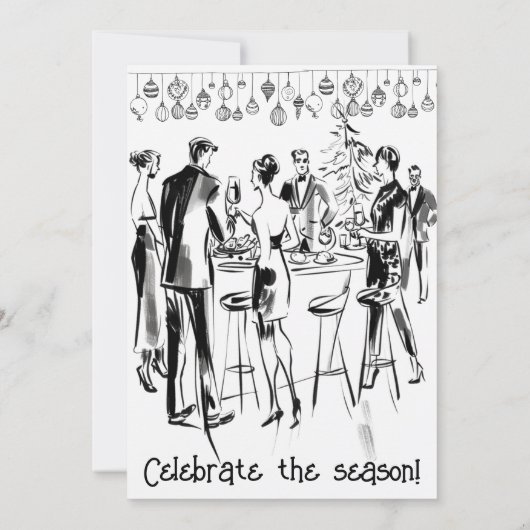 Eenvoudig zwart-wit kerstfeest kaart (Achterkant)