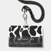 Eenvoudig Zwart wit Koe Vlekken Dier Badge (Voorzijde met lanyard)