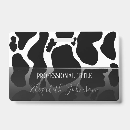 Eenvoudig Zwart wit Koe Vlekken Dier Badge (Voorzijde)