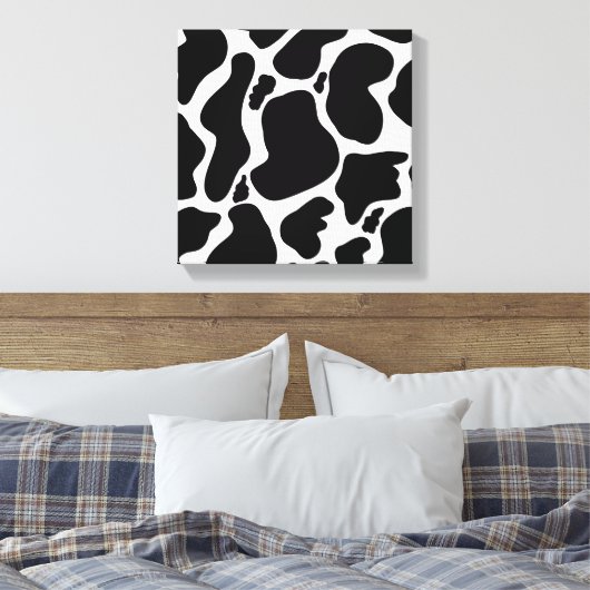 Eenvoudig Zwart wit Koe Vlekken Dier Canvas Afdruk (Insitu (Slaapkamer))
