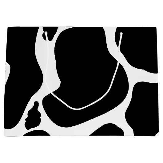 Eenvoudig Zwart wit Koe Vlekken Dier Groot Cadeauzakje (Voorkant)