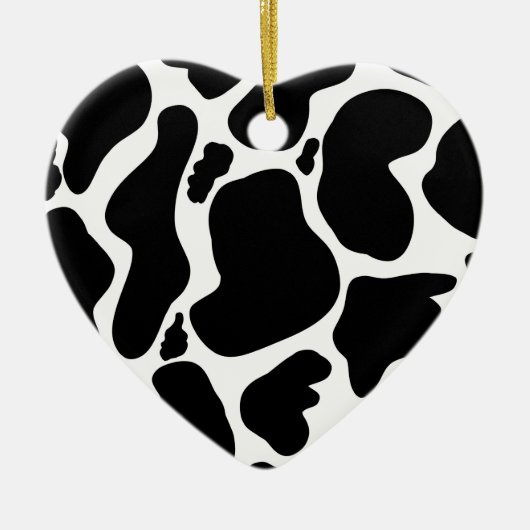 Eenvoudig Zwart wit Koe Vlekken Dier Keramisch Ornament (Voorkant)