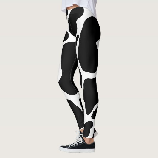 Eenvoudig Zwart wit Koe Vlekken Dier Leggings (Links)
