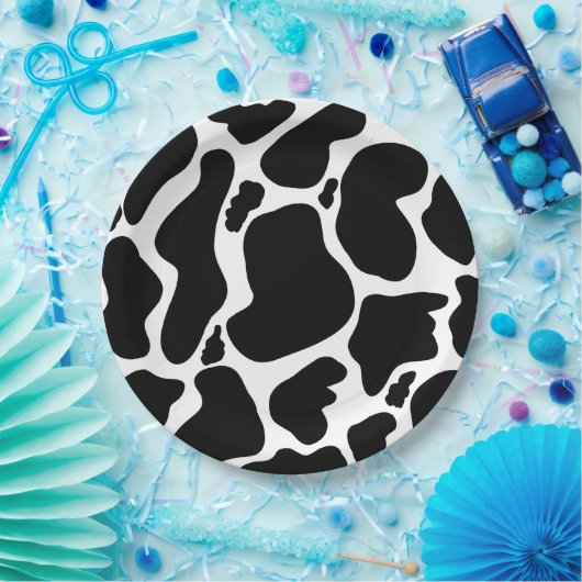 Eenvoudig Zwart wit Koe Vlekken Dier Papieren Bordje (Feest)