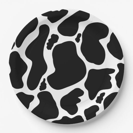 Eenvoudig Zwart wit Koe Vlekken Dier Papieren Bordje (Voorkant)