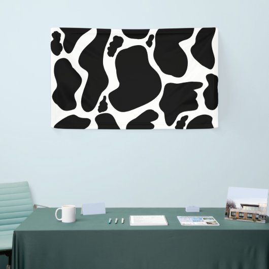 Eenvoudig Zwart wit Koe Vlekken Dier Spandoek (Beurs)