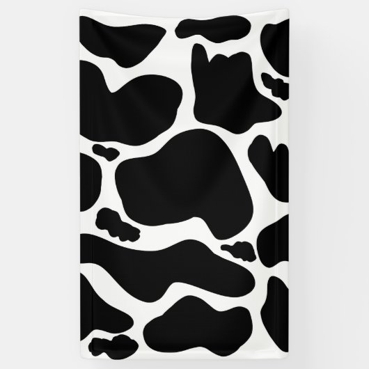 Eenvoudig Zwart wit Koe Vlekken Dier Spandoek (Verticaal)