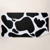 Eenvoudig Zwart wit Koe Vlekken Dier Strandlaken (Voorkant)