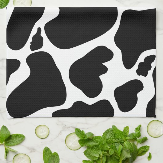Eenvoudig Zwart wit Koe Vlekken Dier Theedoek (Gevouwen)