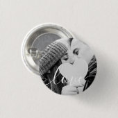 Eenvoudig zwart-wit koppel foto script ronde button 3,2 cm (Voorkant /achterkant)