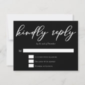 Eenvoudig zwart-wit, krachtig reageren Modern Wedd RSVP Kaartje (Voorkant)