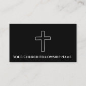 Eenvoudig zwart wit kruis omtrek kerk pastor visitekaartje (Voorkant)