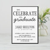 Eenvoudig zwart-wit laat de Afstuderen vieren Kaart (Staand voorkant)