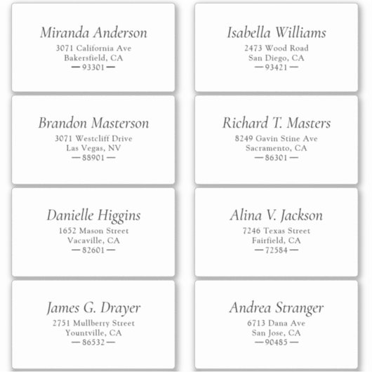 Eenvoudig zwart-wit label gastadres (Voorkant)