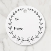 Eenvoudig zwart-wit lauriercadeau label (Voorkant)
