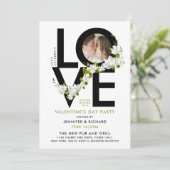 Eenvoudig zwart-wit liefdesscript foto bloemmotief kaart (Staand voorkant)