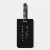 Eenvoudig zwart wit lijnen blauw vet monogram bagagelabel (Achterkant verticaal)