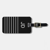 Eenvoudig zwart wit lijnen monogram Bagagelabel (Voorkant horizontaal)