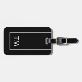 Eenvoudig zwart wit lijnen vet monogram bagagelabel (Voorkant horizontaal)