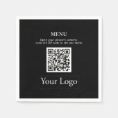Eenvoudig zwart-wit Logo en QR-codenummer Napkins Servet (Voorkant)